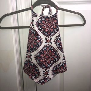 Multicolored backless halter top